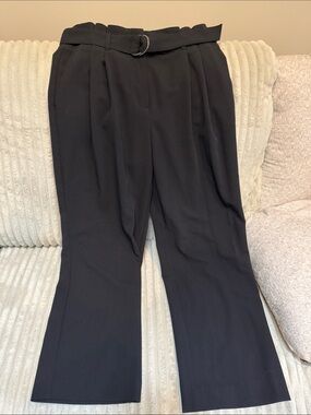 Nine West Black Paperbag Waist Trousers with D-Ring Belt